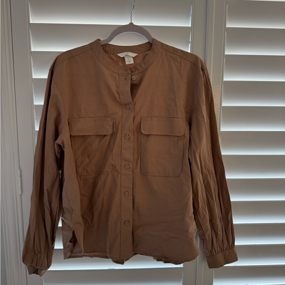H&M Men's Tan Casual Button-Down Shirt
